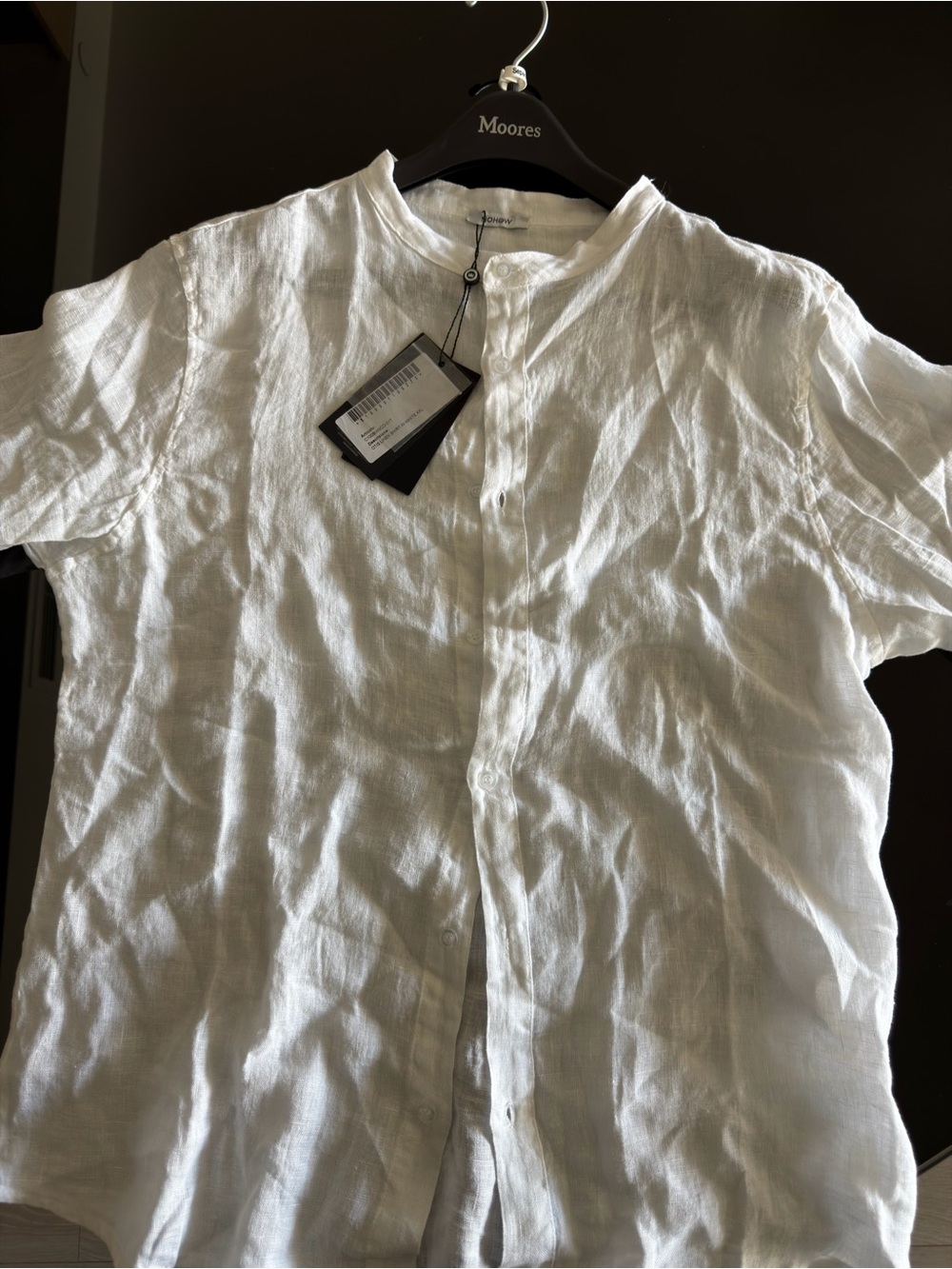 Italian made White Linen Button-Down Shirt